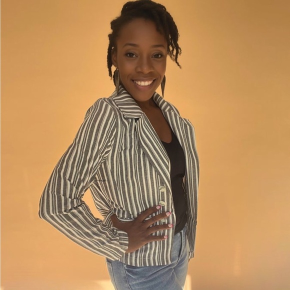 Women’s Blazer - Size XL - Black & Cream Striped NWT - Picture 3 of 6